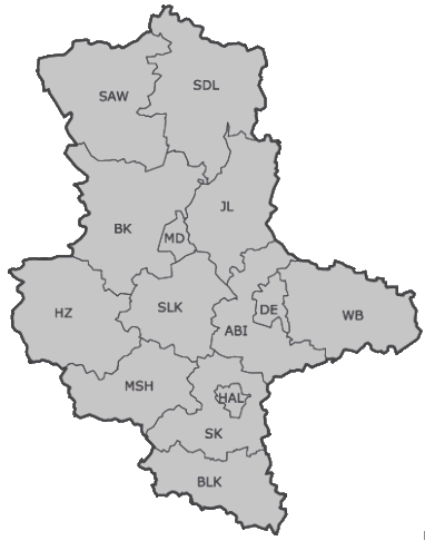 Kfz-Kennzeichen-Karte Sachsen-Anhalt