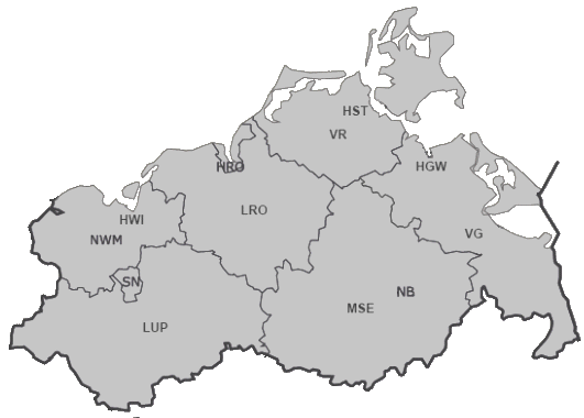 Kfz-Kennzeichen-Karte Mecklenburg-Vorpommern