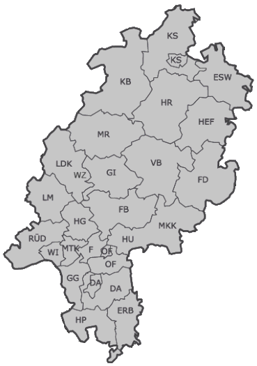 Kfz-Kennzeichen-Karte Hessen