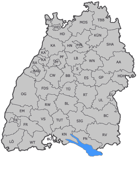Kfz-Kennzeichen-Karte Baden-W&uuml;rttemberg